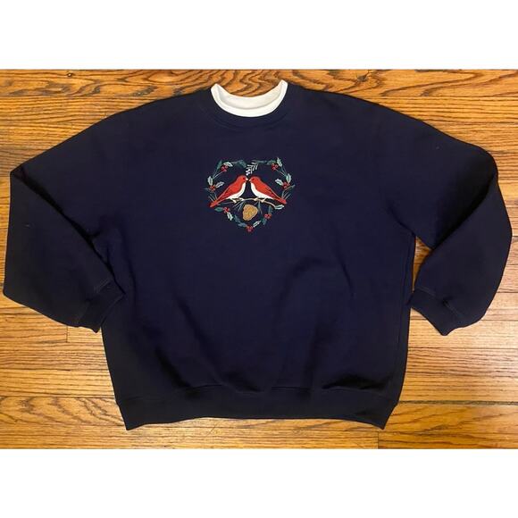 Vintage Cardinal Collard Thick Sweatshirt Women’s XL Navy Classic Elements - Picture 1 of 9